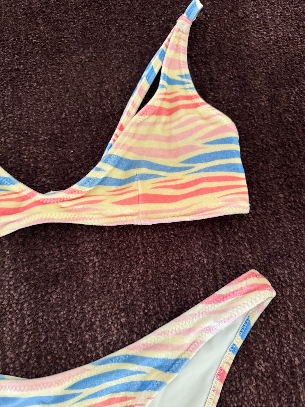 Triangl Multicolor ‘Maia’ Zebra Splash Animal Print Velour Bikini Set $120 — image 5 of 8